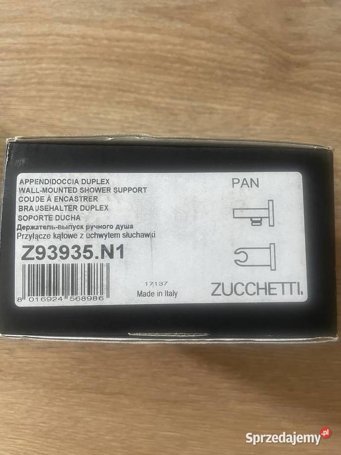 Zucchetti przyłacze kątowe z uchwytem czarny mat