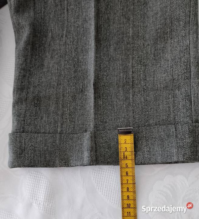 Szare spodnie 34 nogawki w kant z mankietami