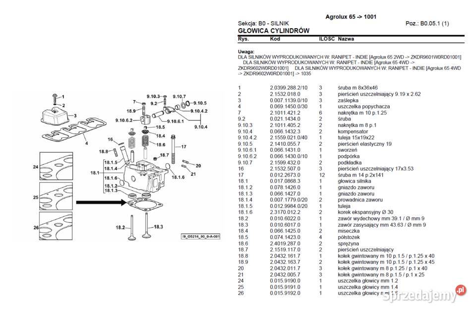 Deutz Fahr Agrolux 65 katalog części Polsku z Gdańsk