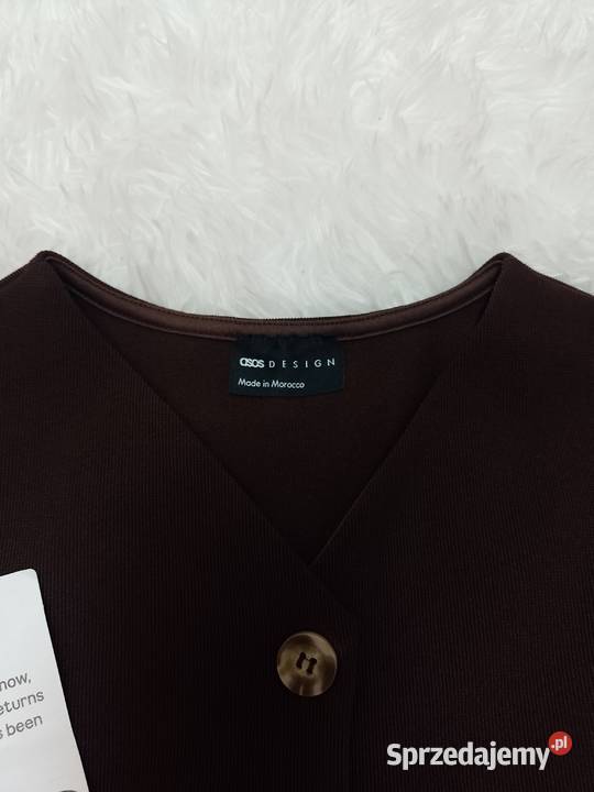 4042 ASOS Brązowa kamizelka ołówkowa z Londynu