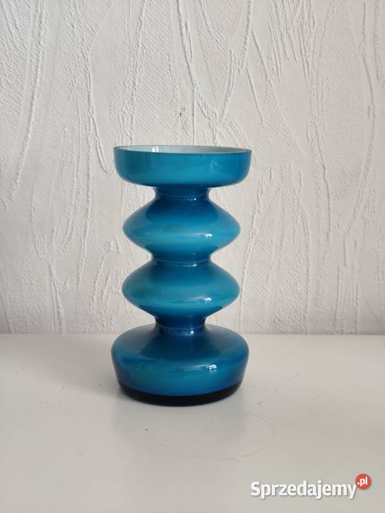 Wazon Szklany Space Age Pop Art Blue Friedrich Poddębice sprzedam