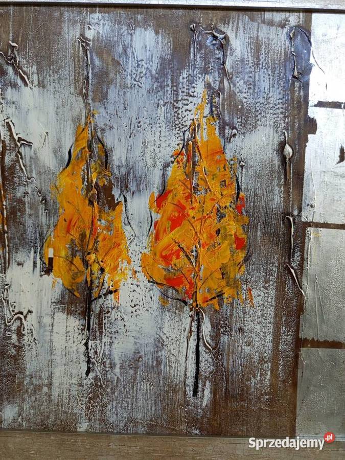 Obraz olejny TRZY DRZEWA Vintage na płycie w Warszawa sprzedam