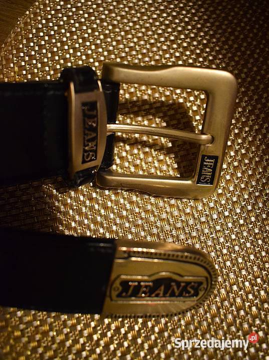 Pasek Jeans z metalową klamrą i końcówką gruby z