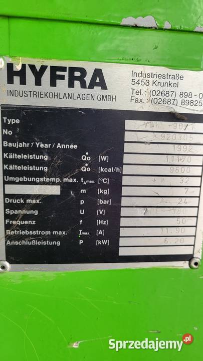 Chiller agregat chłodniczy HYFRA 1117 kW Produkcja Białogard