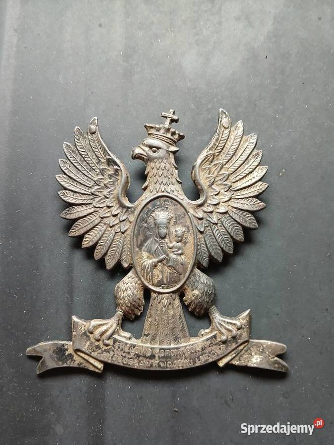 Orzełek cynowy z medalionem Matki Boskiej