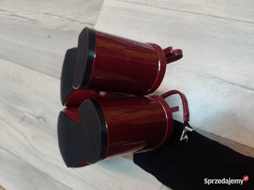 3940 Bordowe czółenka wieczorowe z odkrytą piętą Kraków