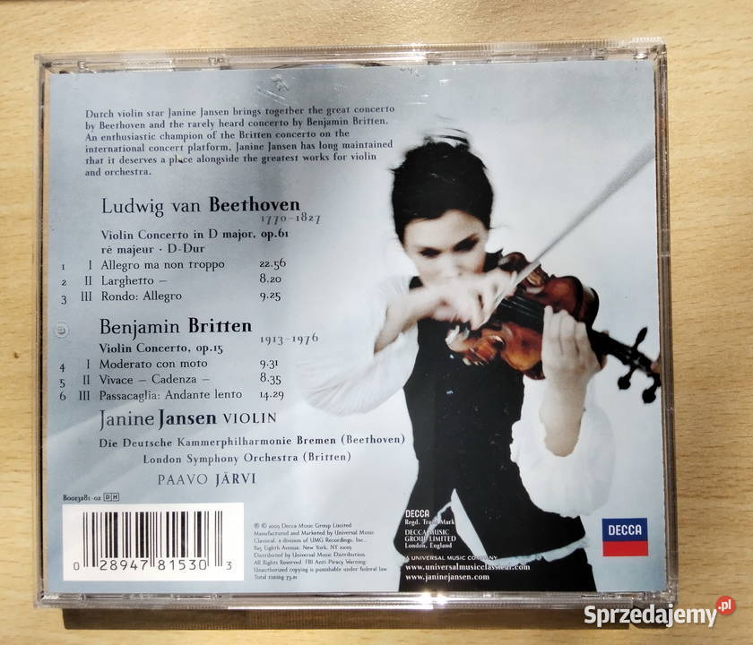 Beethoven Britten Violin Concertos Janine Jansen CD Sosnowiec