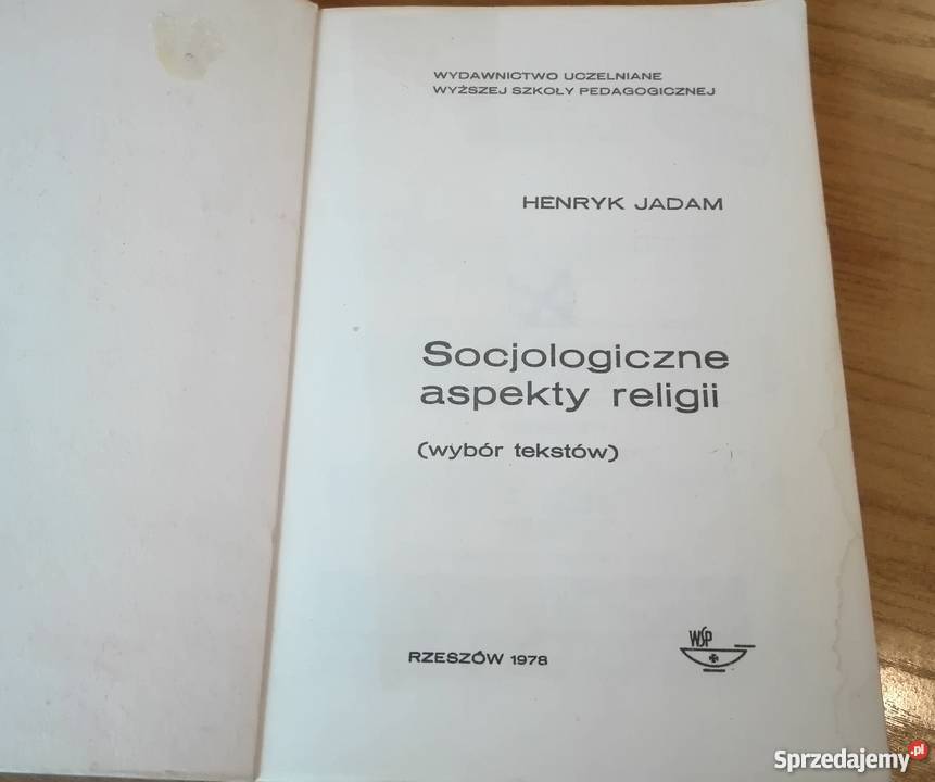 Socjologiczne aspekty religii Henryk Jadam religioznawstwo, nauki teologiczne