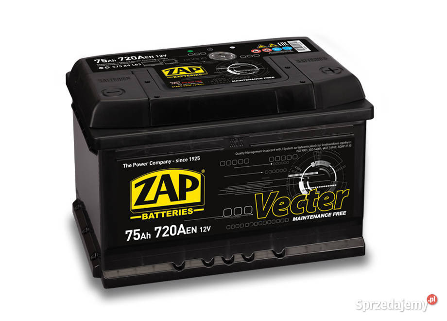 Akumulator ZAP Vecter 75Ah 720A wysoka PRAWY mazowieckie Przysucha