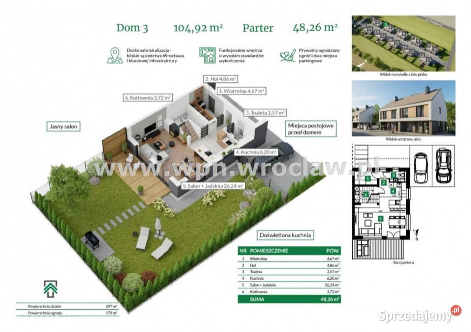 sprzedaży domu bliźniaka 105m2 Kobierzyce do wykończenia dolnośląskie