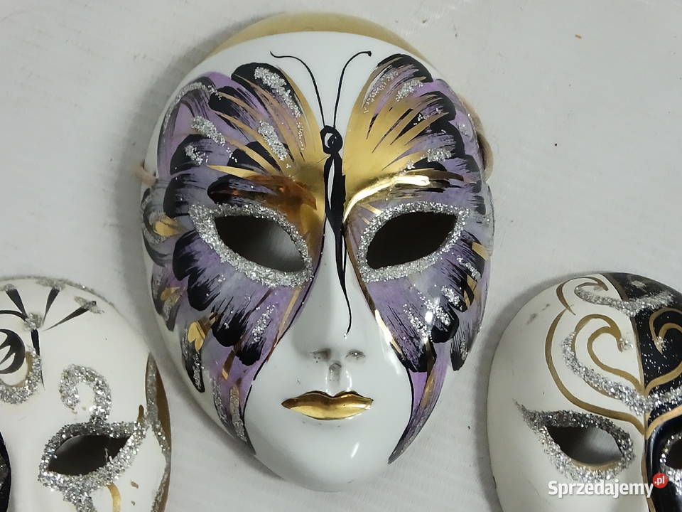Zestaw ceramicznych masek weneckich ozdoba