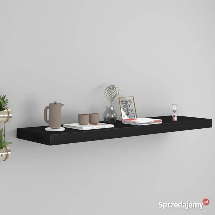 Półka ścienna czarna 90x235x38 MDF WM323838 Warszawa