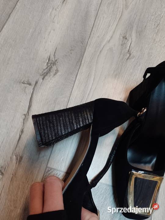 3940 Czarne bogato zdobione czółenka wieczorowe Kraków sprzedam