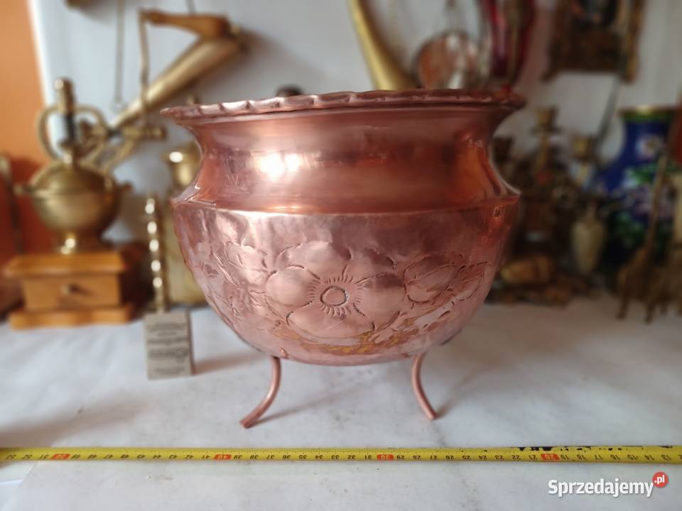 Piękna miedziana duża donica Miedź Kolekcja Poznań sprzedam