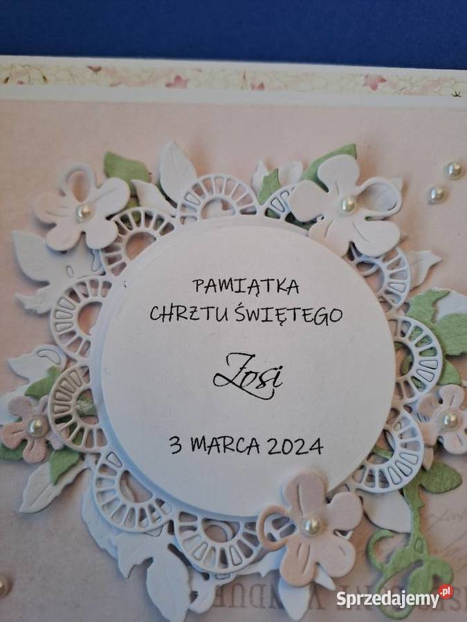 Kartka w kopercie chrzest Strzebiń