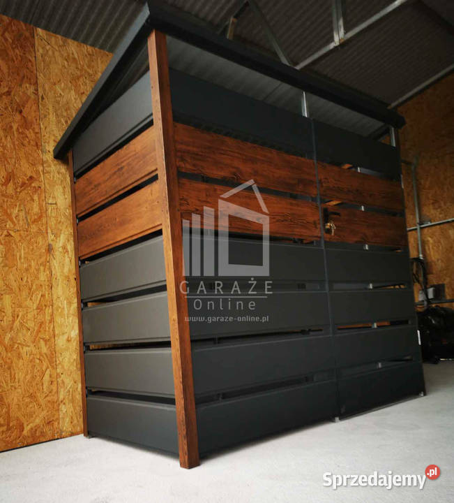 Wiata śmietnikowa spad tył 2x06m Antracyt drewno Toruń