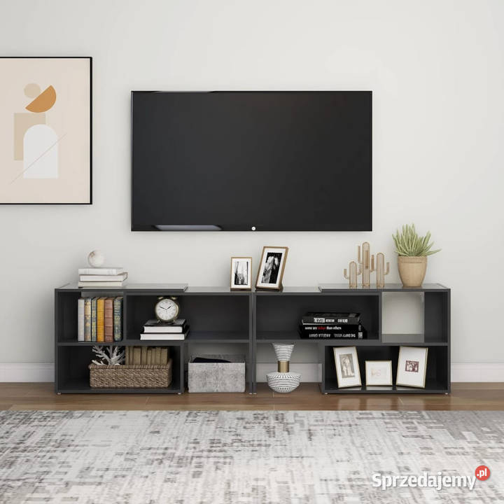 Szafka pod TV szara 149x30x52 materiał Warszawa