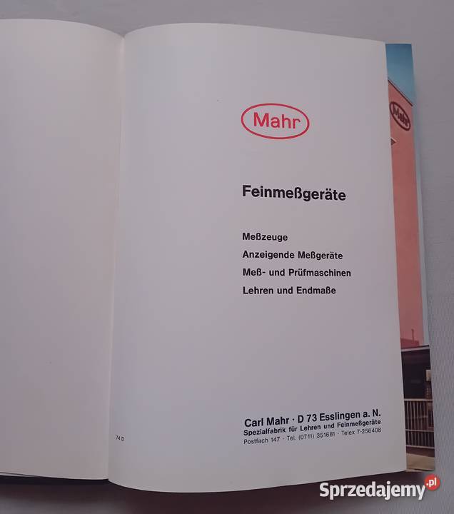 Mahr Feinmessgeraete und Lehren Katalog urządzeń Antykwariat Koźminek sprzedam
