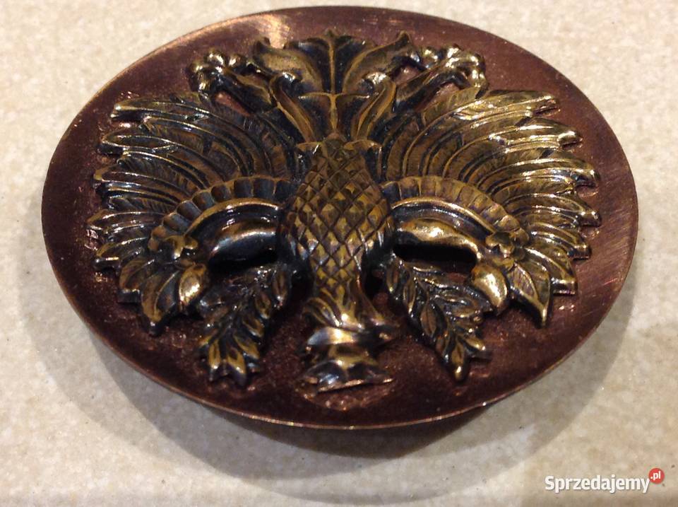 Orzeł z Koroną Przypinka Miedziano Mosiężna Nowa Sól