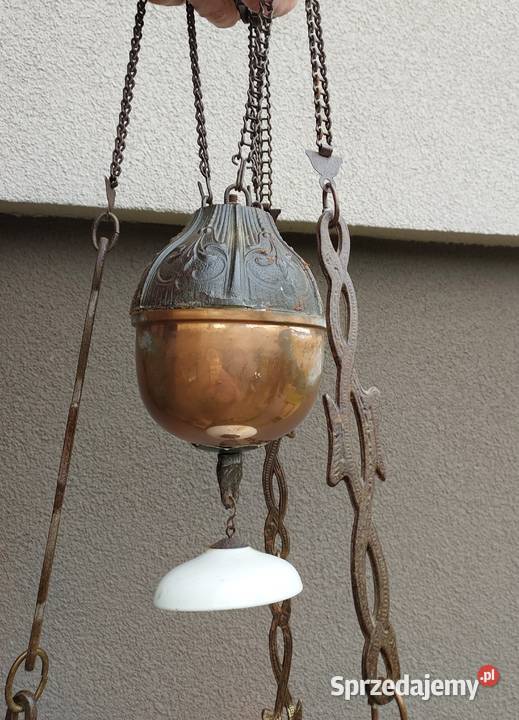 Zabytkowa lampa naftowa sufitowa secesja Antyki Tczew