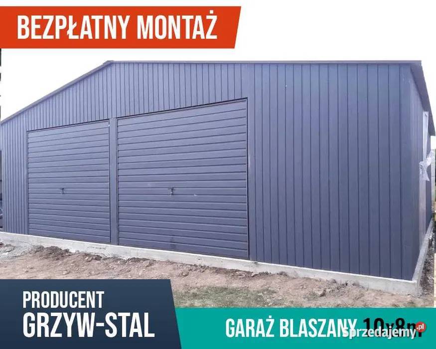 Grafitowy Garaż Blaszany , Wiata , Magazyn - Grzywstal
