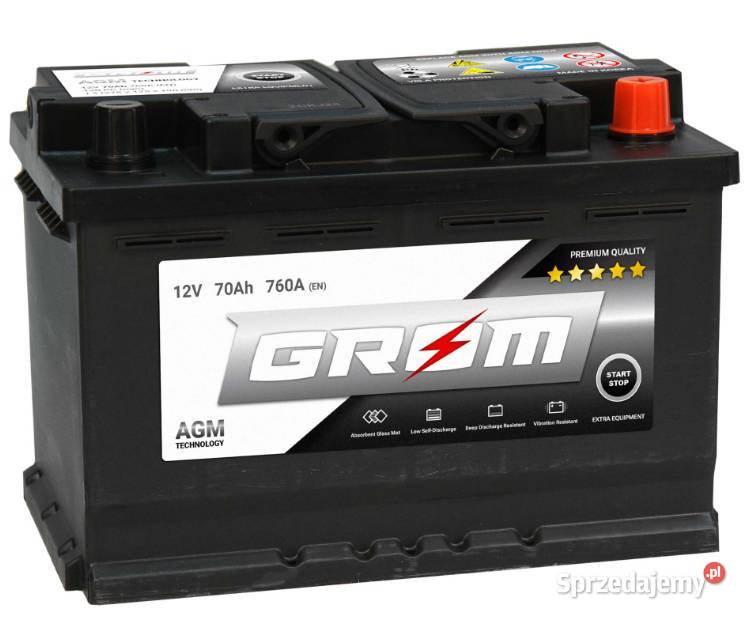 Akumulator 70Ah 760A Grom AGM startstop P Kościerzyna