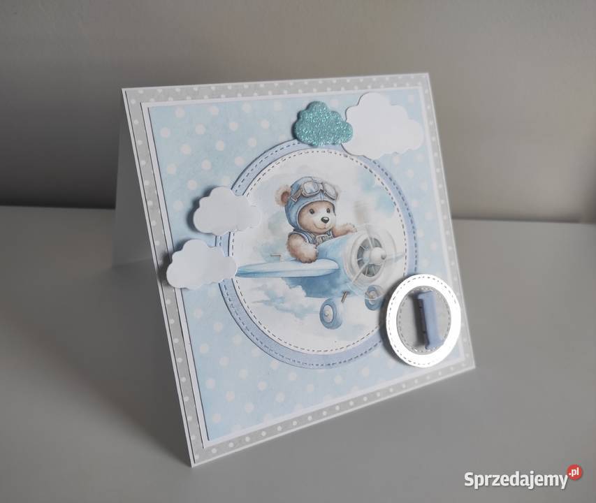 Kartka ręcznie robiona na urodziny Roczek miś w Łódź sprzedam