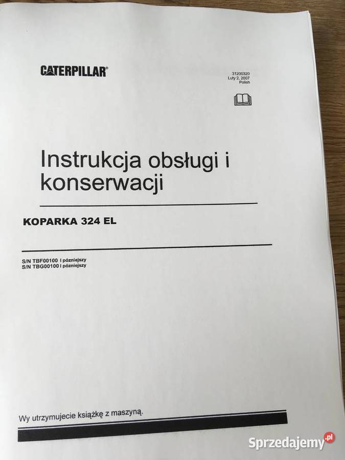 dtr instrukcja obsługi koparka caterpillar 324EL Rok wydania 2010 Szczecin
