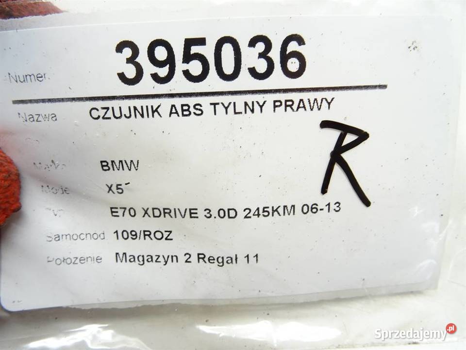 CZUJNIK ABS TYLNY PRAWY BMW E70 0613 ABSENSOR osobowe podkarpackie