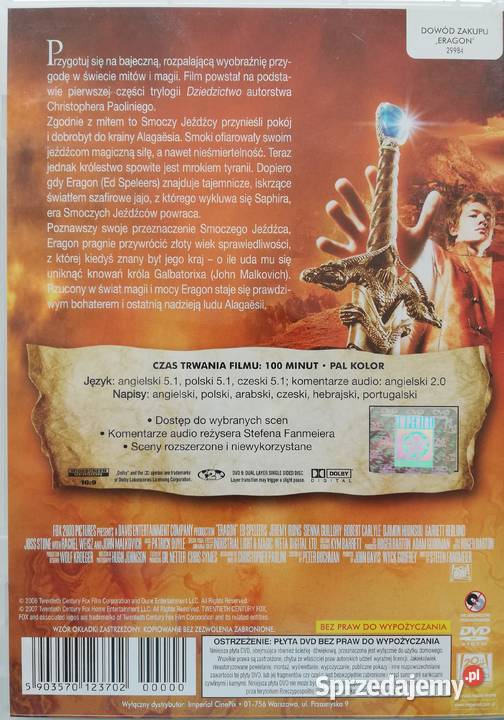 Eragon DVD Jeremy Irons John Malkovich Sienna