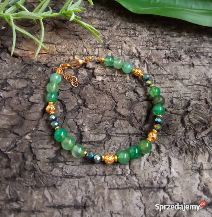 Bransoletka agat zielony lawa wulkaniczna Bransoletki Czerwionka-Leszczyny