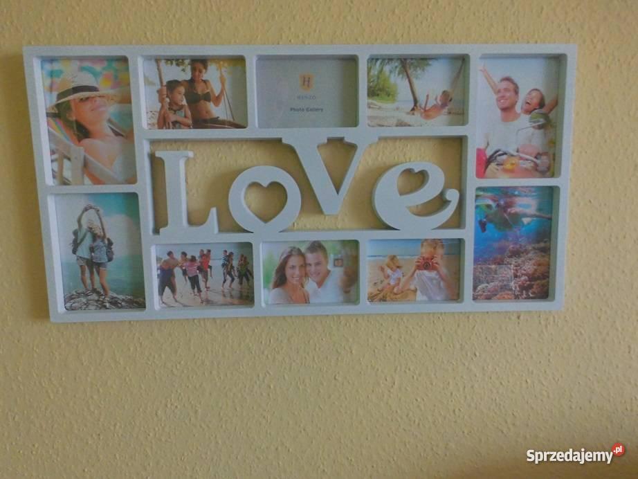 ramka na 10 zdjęć love 40x80 multiramka dekoracj biały Iława