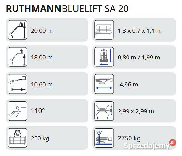 RUTHMANN BLUELIFT SA 20 podnośnik gąsienicowy nie Maszyny budowlane Jasło