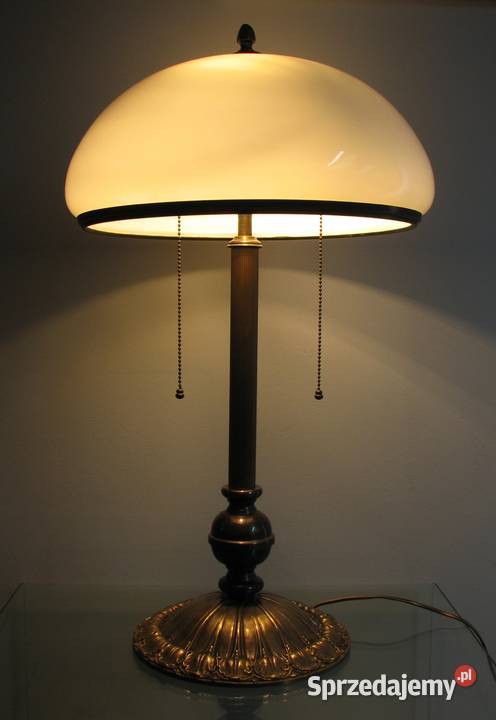 Stylowa mosiężna lampa stołowa ze szklanym Cielądz sprzedam
