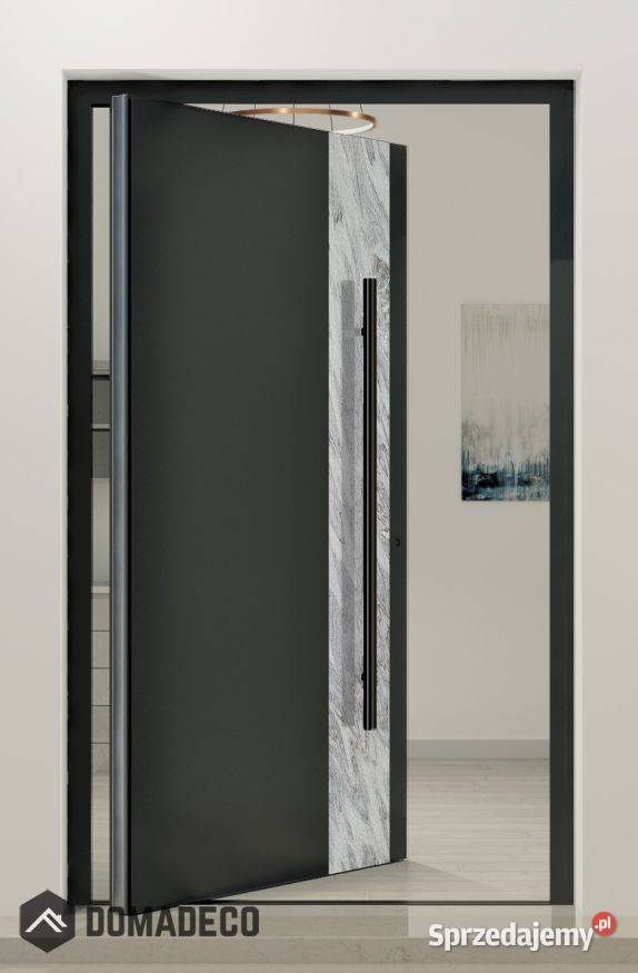 PIVOT V41 aluminum front door pivot with white Warszawa