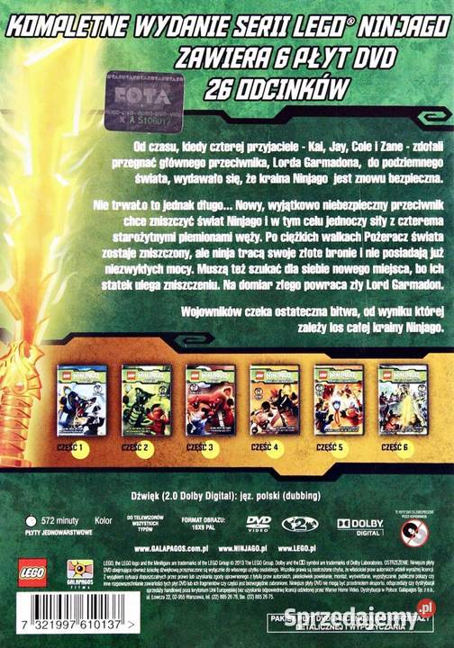 LEGO NINJAGO WĘŻY 123456 6 DVD BOX Kalisz sprzedam