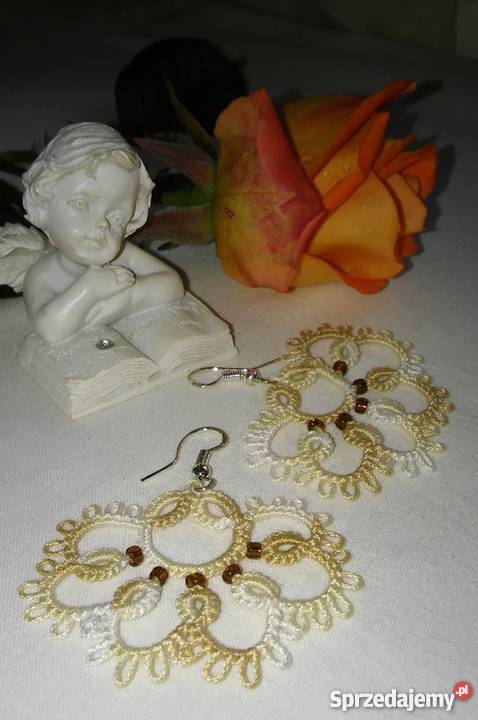 Kolczyki Frywolitkowe Zegarki i Biżuteria małopolskie Wiśniowa