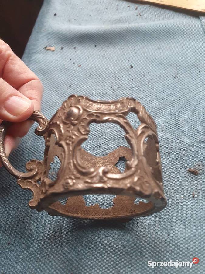 Metalowy uchwyt do szklanki stary rosyjski ZSRR Warszawa