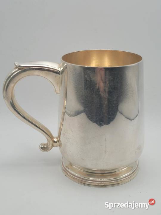 Elegancki antyczny srebrowany kufel tankard Grabów nad Prosną