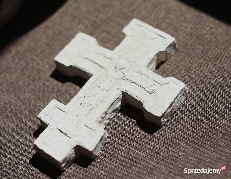 Krzyż prawosławny gipsowa płaskorzeźba Jezus na Gdańsk