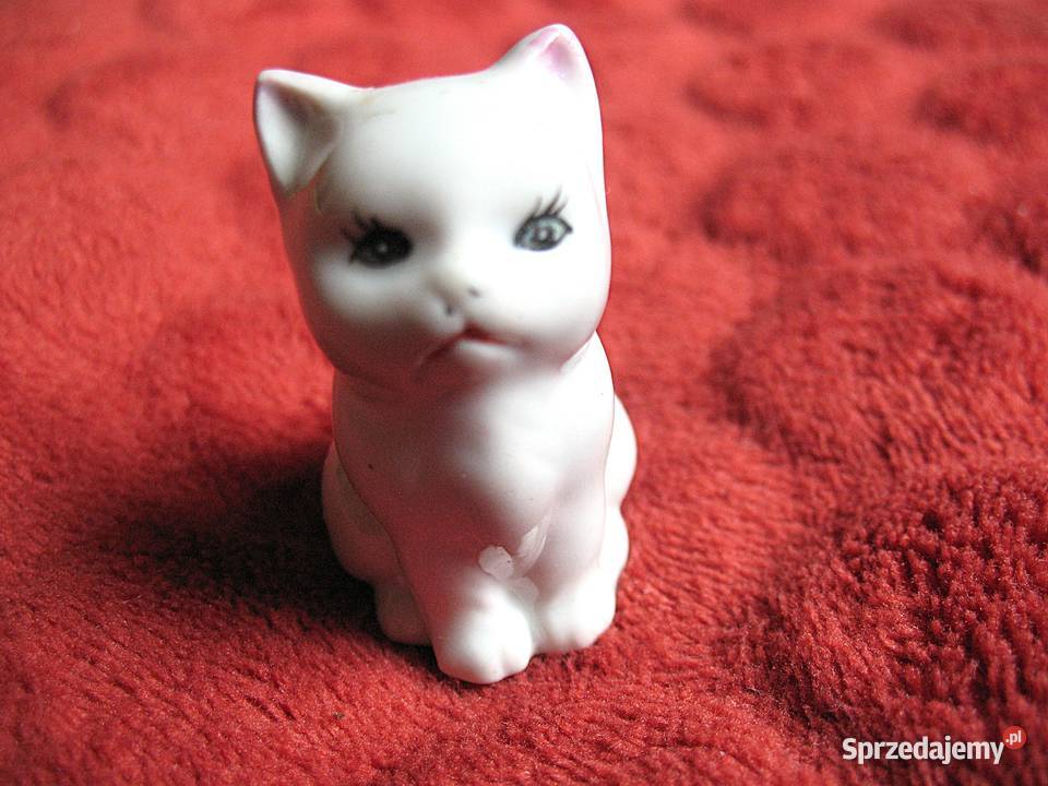 Kot biały kotek różowe uszka porcelana 45 x 3 x Siedlce
