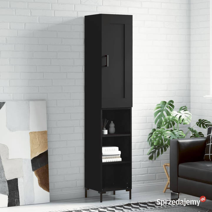 Wysoka szafka czarna 345x34x180 materiał