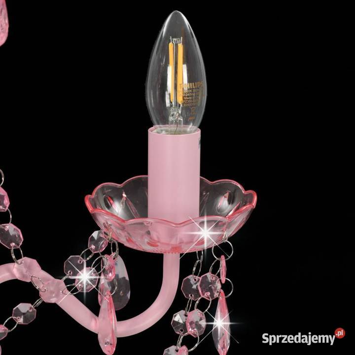 vidaXL Żyrandol z koralikami różowy okrągły 3 Żarówki i świetlówki Warszawa