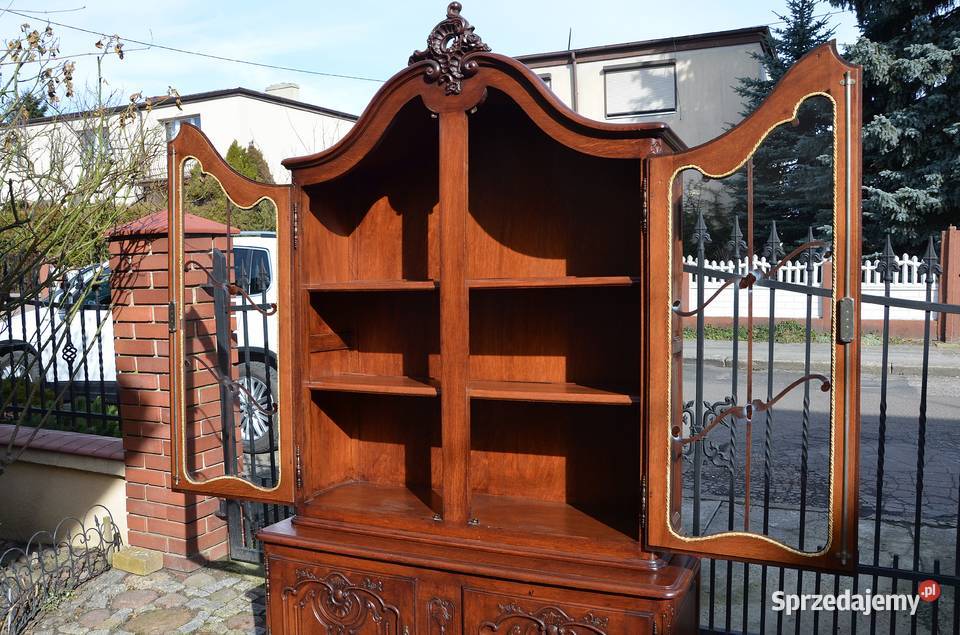 Witryna ludwik dębowa brązowa stylowa kredens Dom i Ogród