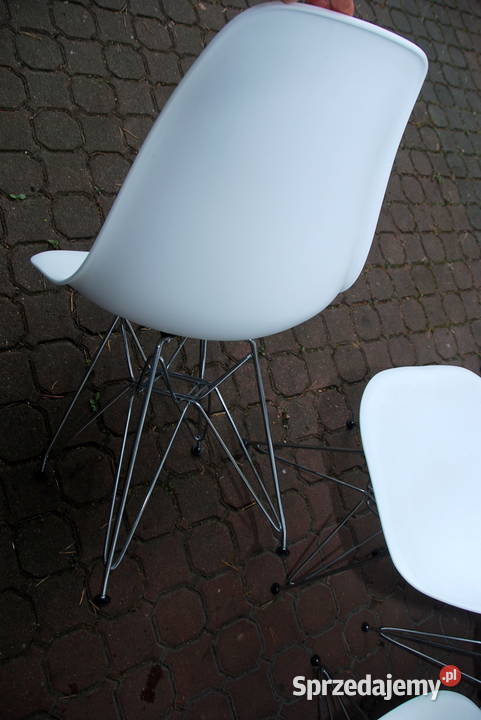 9Krzesło kuchenne VITRA biały kubełek chromowany Warszawa