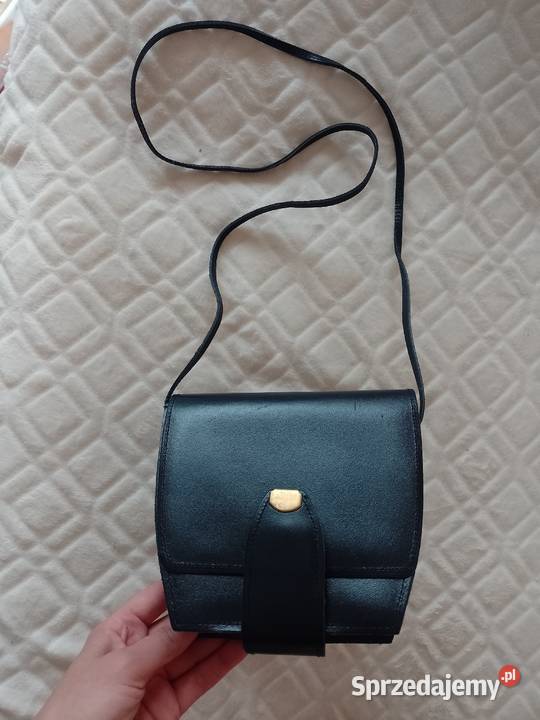 Real LeatherGranatowa skórzana torebka z Londynu Kraków