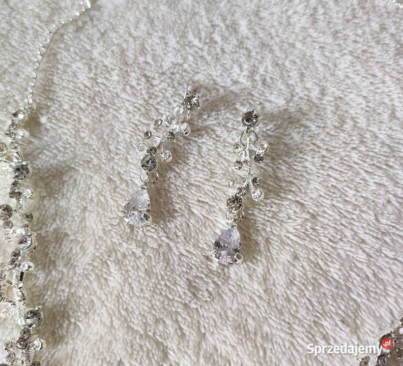 Korona tiara opaska naszyjnik kolczyki komplet Szczecin