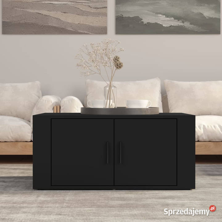 Stolik kawowy czarny 80x50x36 materiał Warszawa