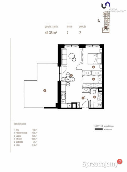 Do sprzedaży mieszkanie 4438m2 2 pokoje Katowice Liczba pokoi 2
