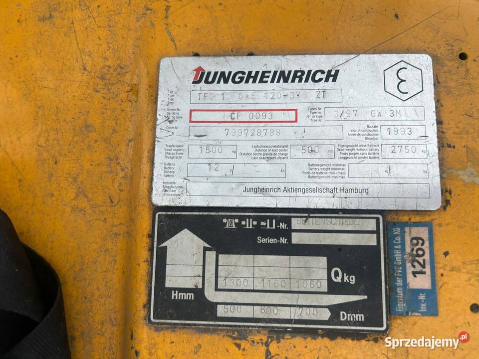 Wózek widłowy Jungeinrich TFG 16 GE gazowy Łomża